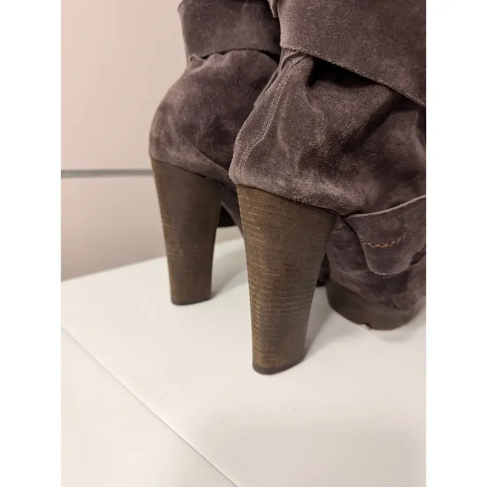 Chloe Suede Open-Toe Ankle Boots - Platform & Chunky Heel